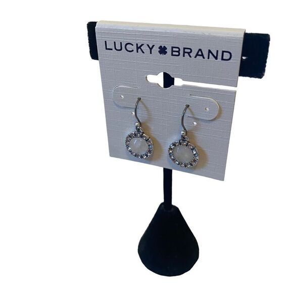 Delicate Looking Pave Drop Earrings w/ Pearly Center. - Picture 3 of 5